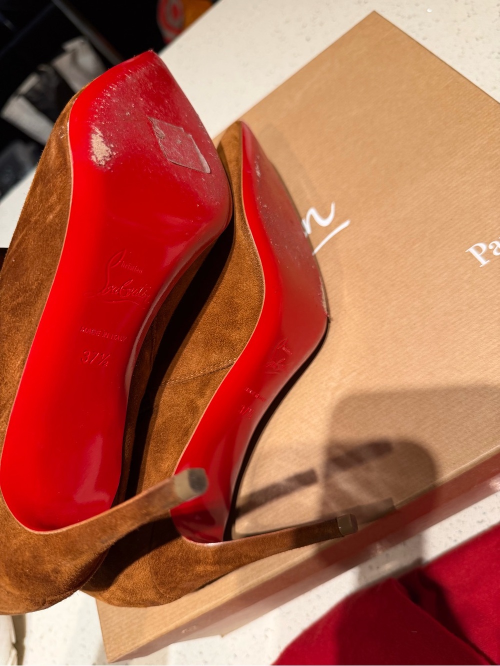 Christian Louboutin So Kate Suede Pointed-Toe Ankle Boots in camel Chestnut - Picture 8 of 9